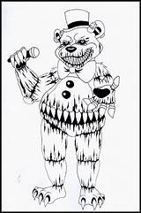 Nightmare Coloring Pages Nights Five Fredbear Puppet Naf Freddys Freddies Drawing Template Getdrawings sketch template