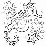 Coloring Seahorse Rounded Eyes Sweet Big Outline Drawing Color sketch template