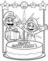 Birthday Happy Color Mario Coloring Pages Kids Print Super Printable Pokemon Tocolor Choose Board Brothers Button Using sketch template