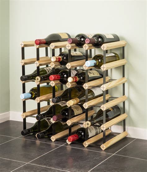 ckb  wood metal wine rack stackable holds  bottles