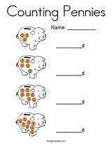 Pennies Counting Coloring Worksheets Money Kids Template Nickels Twistynoodle Noodle Print Choose Board Change Customize sketch template