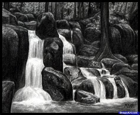 draw waterfalls realistic waterfall step  step watermasses