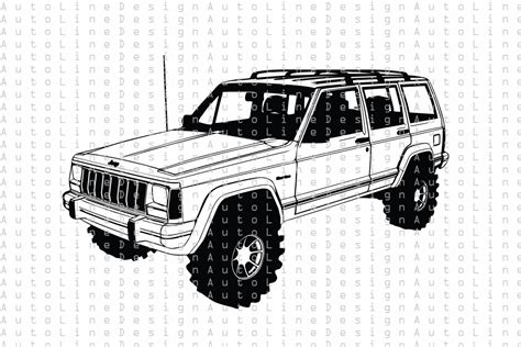 unavailable jeep cherokee xj offroad  lifted svg  dxf eps png