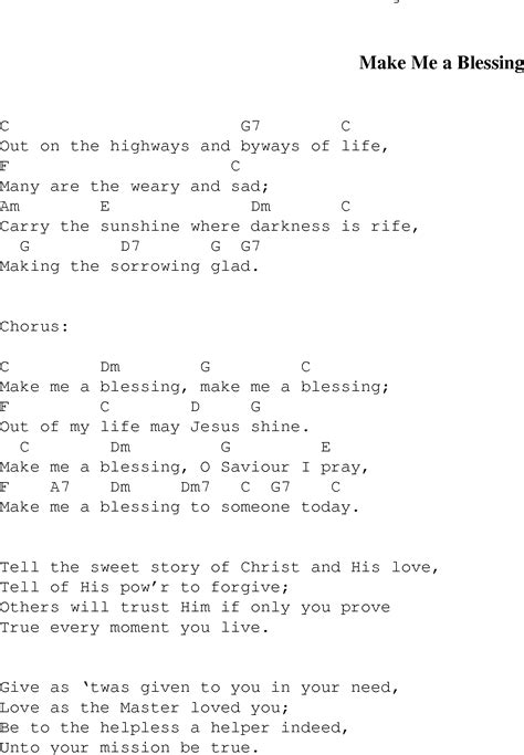 Make Me A Blessing Lyrics Hymnal Lyricswalls
