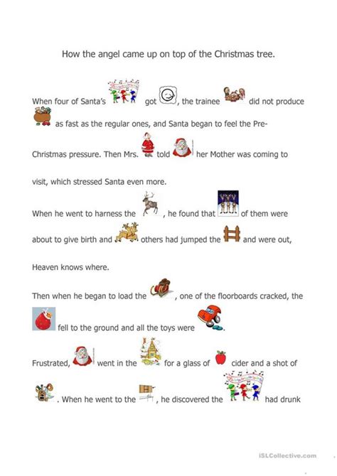 christmas story worksheet  esl printable worksheets