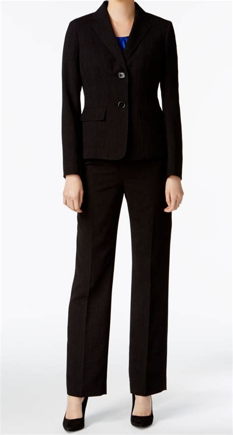 le suit  black womens size   button flap pocket pant suit set