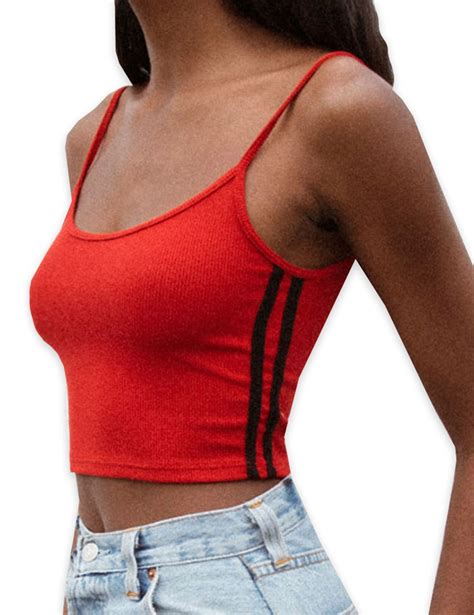 sleeveless summer tanks top women embroidery letter sexy crop top red