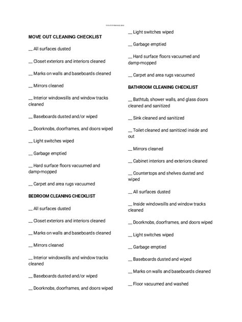 fillable  move  cleaning checklist fax email print pdffiller