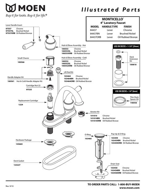 moen monticello orb illustrated parts list   manualslib