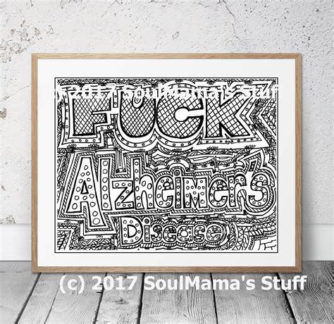 fck alzheimers disease coloring page digital  etsy