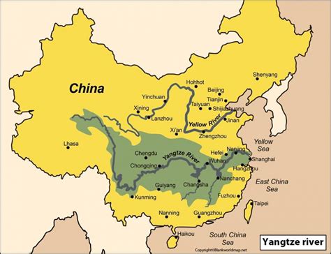 yangtze river  map blank world map