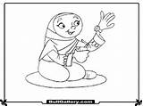 Muslim Coloring Kids Sheet Muslimah Girls Ana Pages Cartoon Template sketch template