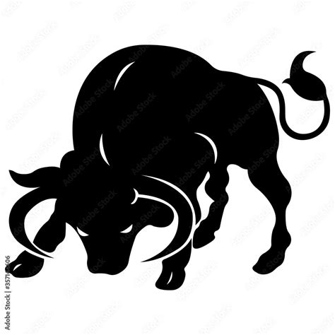 Bull In A Furious Pose Is A Black Silhouette The Design Is Suitable
