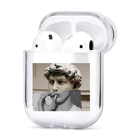 fluy airpods case funny clear airpods case art hand transparent cover  airpods   silicone