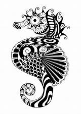 Zentangle Coloring Sea Horse Pages Adult Adults Print Kids Color Simple Beautiful Nggallery Justcolor sketch template