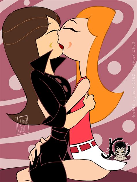 rule 34 animated candace flynn emma erotic female female only fully clothed human kissing