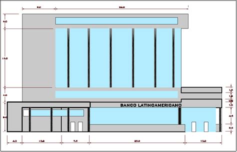 bank branch building elevation view detail dwg file cadbull