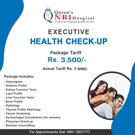 executive health check  package tariff rs