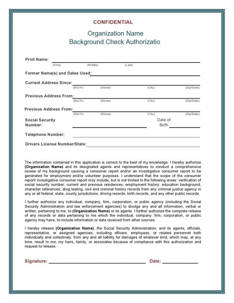 background check authorization forms templatelab