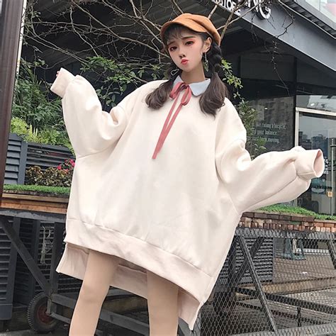 Oversized Women Heart Sweatshirt Korean Harajuku Thicken Fleece Hoodies