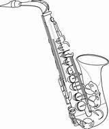 Saxophone Clker Pages Musical Saxaphone Muziek sketch template