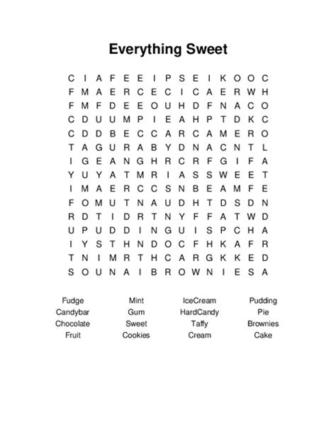 sweet word search