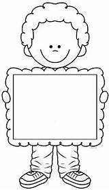Sign Coloring Blank Holding Boy Classroom Kids Visit School Decor sketch template