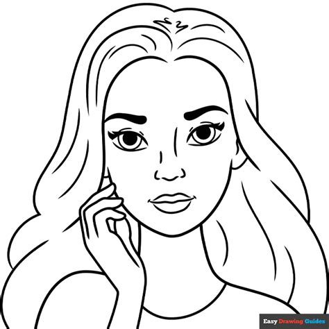 pretty girl coloring page easy drawing guides