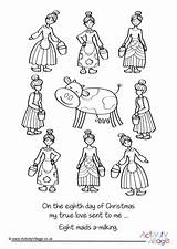 Milking Maids Eight Coloring Template Colouring sketch template