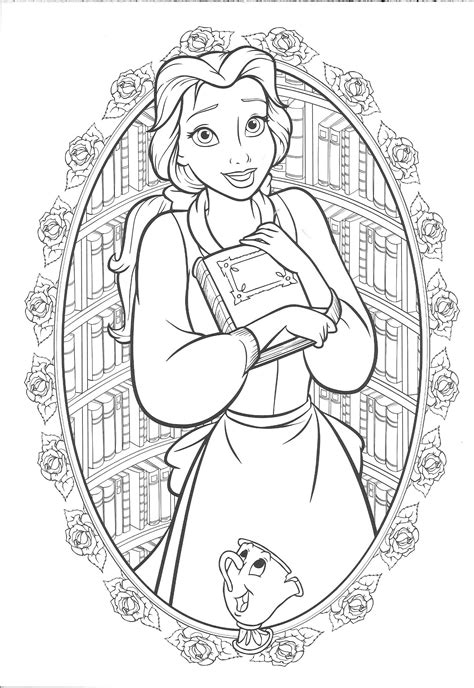 belle  bookworm disney coloring pages disney princess
