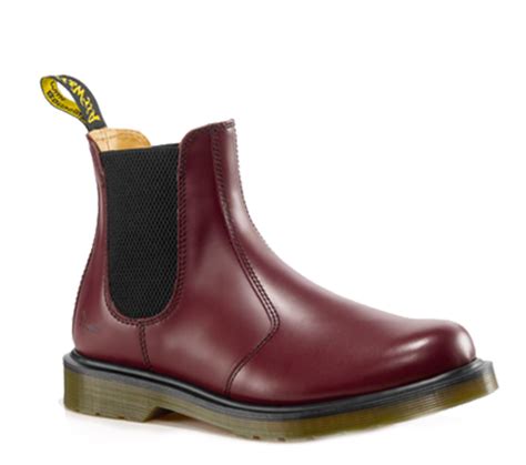 dr martens air wair  chelsea dealer boot cherry red smooth leather  adaptor clothing