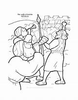 Coloring Walls Jericho Bible Pages Fall Kids Down Stories Popular sketch template