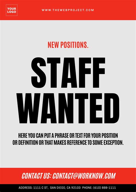 customizable staff wanted poster  edit wanted   hiring staffing