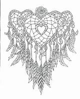 Catcher Dream Coloring Pages Dreamcatcher Printable Drawing Heart Adults Simple Mandala Adult Getdrawings Tattoo Print Getcolorings Color Lovely Description sketch template