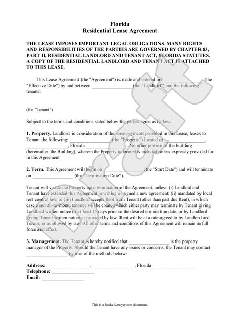 florida lease agreement   print save