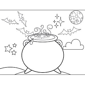 witch cauldron printable coloring page     print