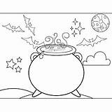 Cauldron Coloring Witch Halloween Printable Witches Pages Choose Board sketch template