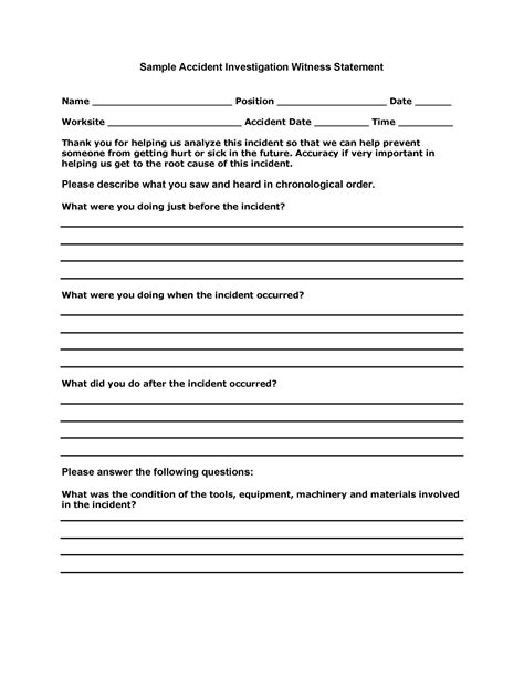 witness statement template printable templates
