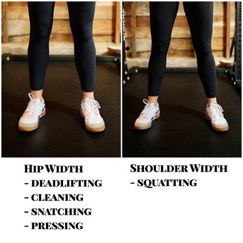 hip width stance  shoulder width stance     digital barbell  fitness