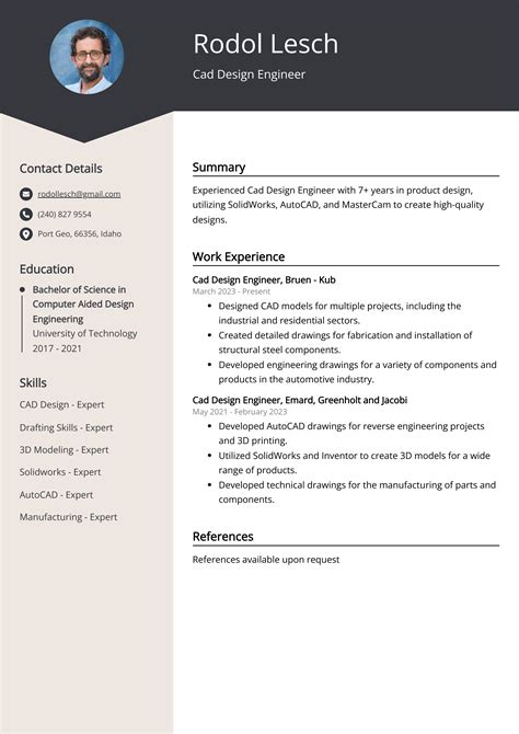 cad design engineer resume   guide