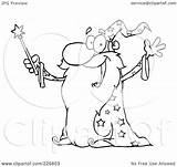 Wizard Coloring Outline Illustration Star Old Robe Wand Holding His Royalty Clipart Rf Toon Hit sketch template