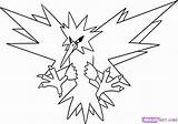 Pokemon Zapdos Coloring Draw Characters Step Anime Print sketch template