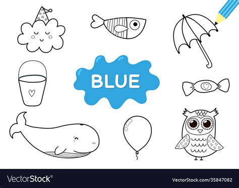 color elements  blue coloring page  kids vector image