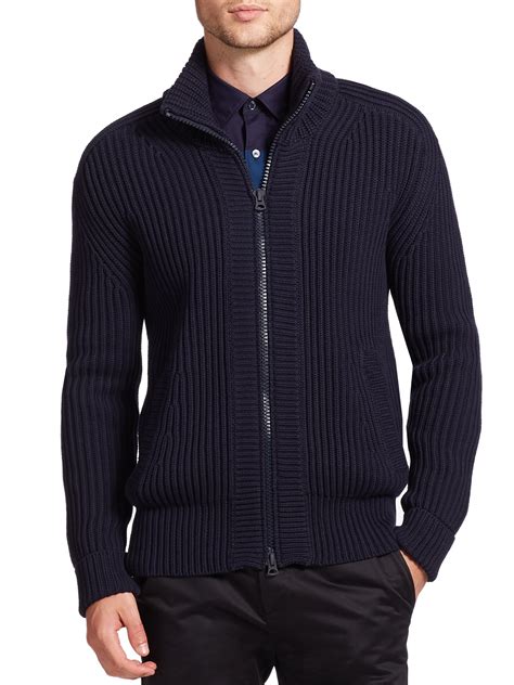 mens sweater  zipper front cashmere sweater england