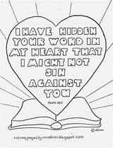 Coloring Psalm Word 119 Pages Kids Heart Bible Hidden Verse Printable Sunday Psalms Colouring School Crafts Sheets God Coloringpagesbymradron Lord sketch template