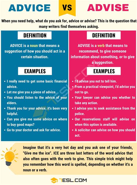 advice vs advise difference between advise vs advice with examples