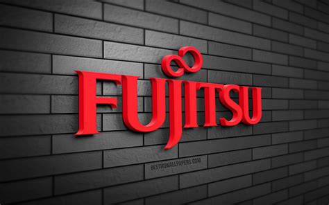 wallpapers fujitsu  logo  gray brickwall creative brands fujitsu logo  art