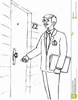Door Knocking Man Knock Coloring Pages Illustration Please Sketch Template Stock sketch template