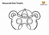 Printable Masks Masquerade Coloring Template Bear Mask Kids Animal Fun sketch template