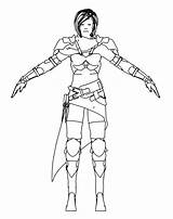 Coloring Warrior Female Assassin Front Wecoloringpage Pages Girl sketch template